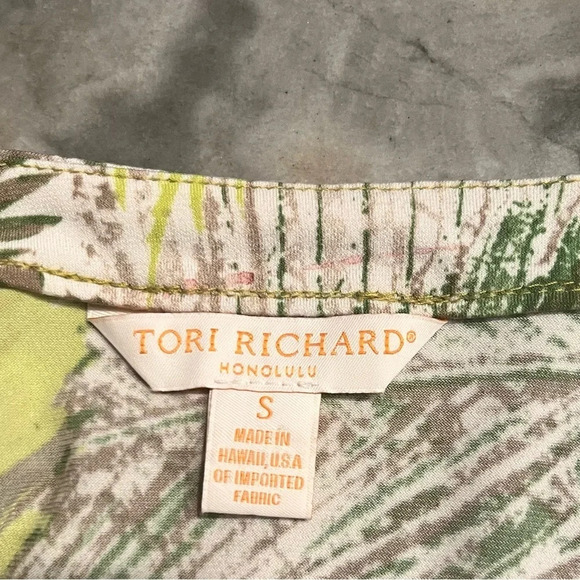 Tori Richard Honolulu Green Tropical Print V Neck Jersey Dress Small - Picture 5 of 9